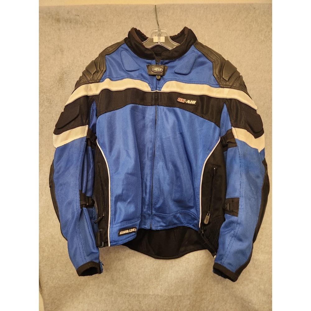 Cortech GX‎ Air Motorcycle Jacket Mens Large 44 Blue Black Mesh Leather CE Armor